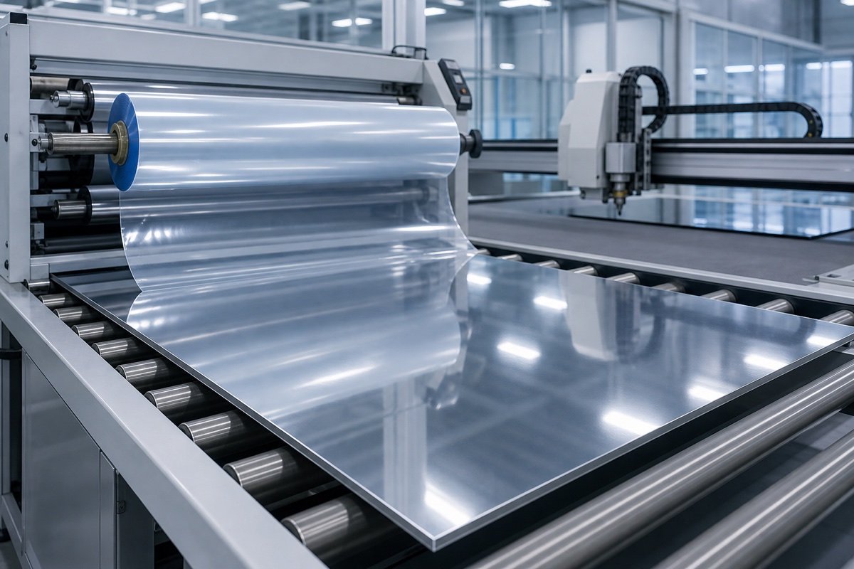 acrylic mirror sheet production process protective film and cutting equipment